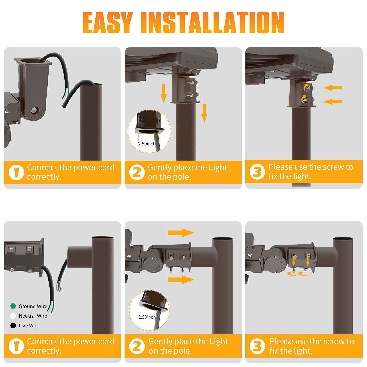 200W LED Shoebox Pole Light Outdoor Street Parking Lot Fixture with Photocell