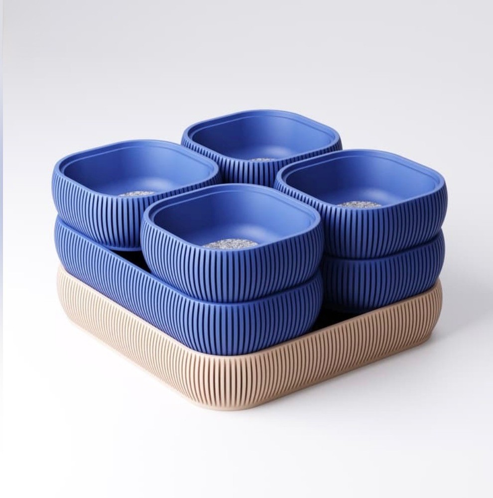 Studio Loup Stackable Desk Trays Type 4 Set Blue Beige Felt