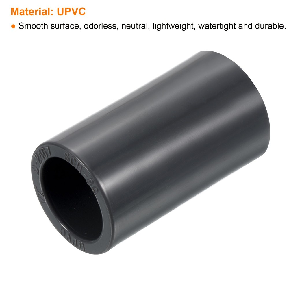 5pcs 1/2" Socket SCH80 UPVC Pipe Fitting Straight Coupling Connector, Grey