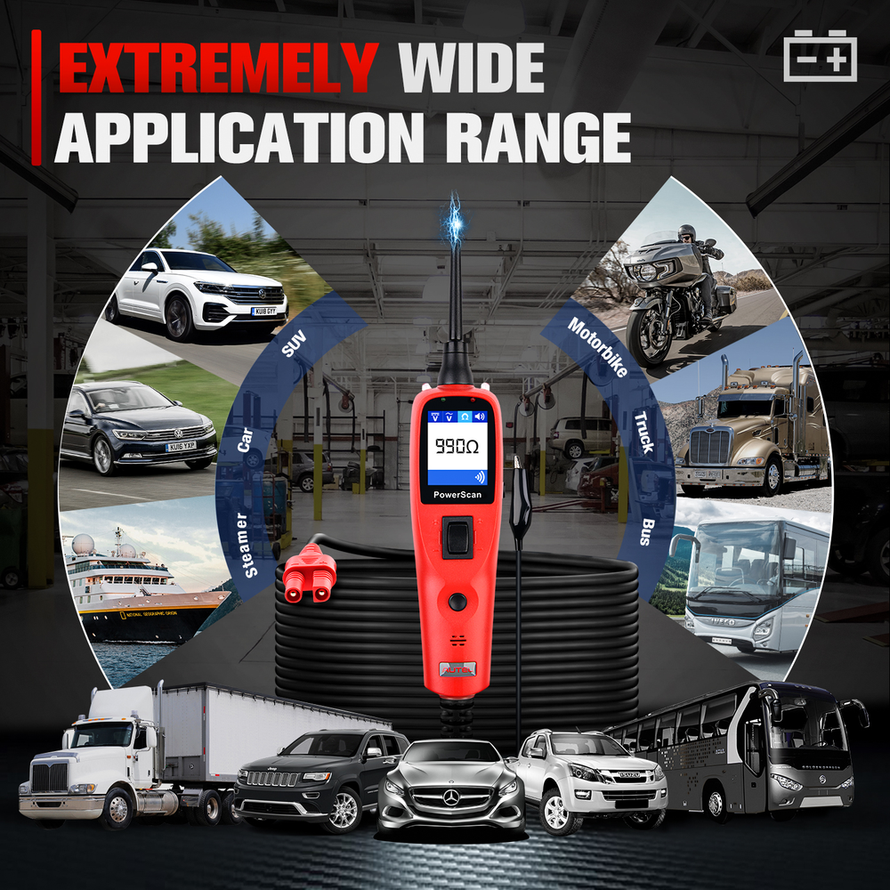 Autel PowerScan PS100 Electrical Diagnostic 12V/24V AVOmeter Circuit Tester Tool