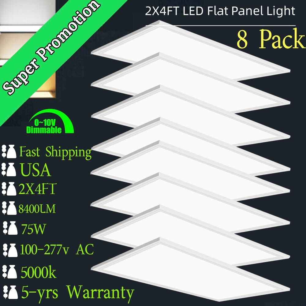 2x4 LED Flat Panel Light 75W Dimmable 2x4 Drop Ceiling Commercial Lights Fixture