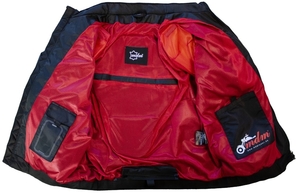 MDM Motorcycle Jacket Flight Bomber with Protectors Ventilation Black with Protector