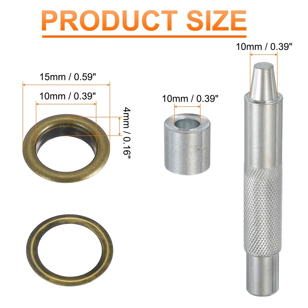 20Set Grommets Eyelets Kit 10mm Copper Eyelets with Setting Tool Bronze