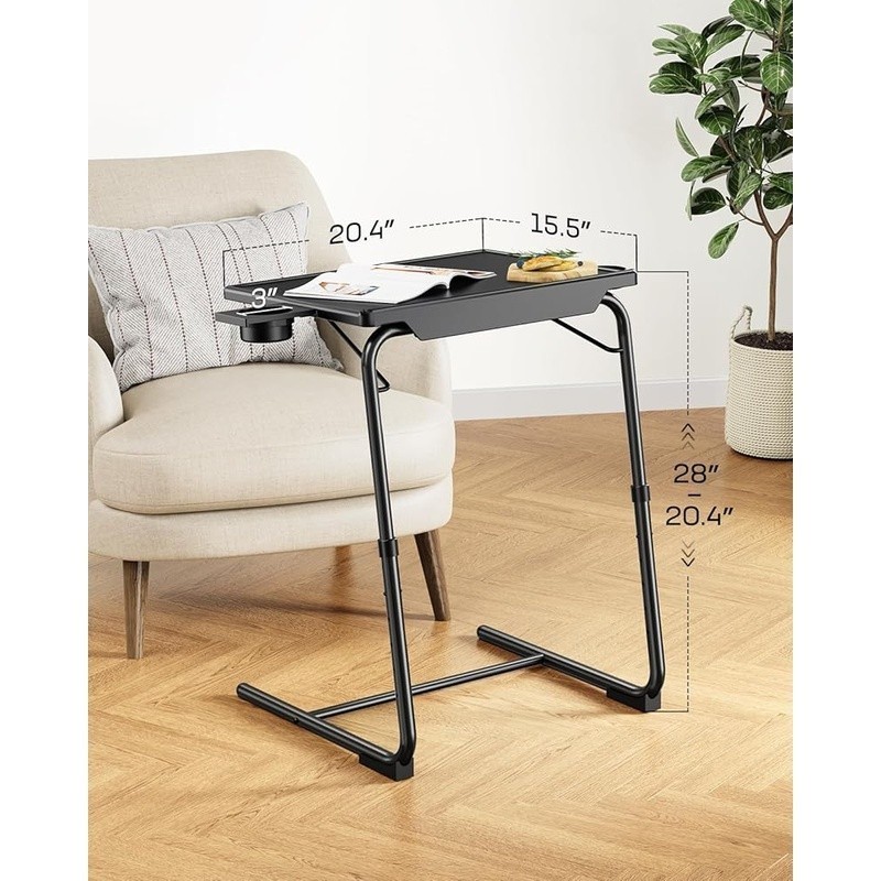 Adjustable Folding TV Tray W/ Cup Holder Multipurpose Workstation Space Saving