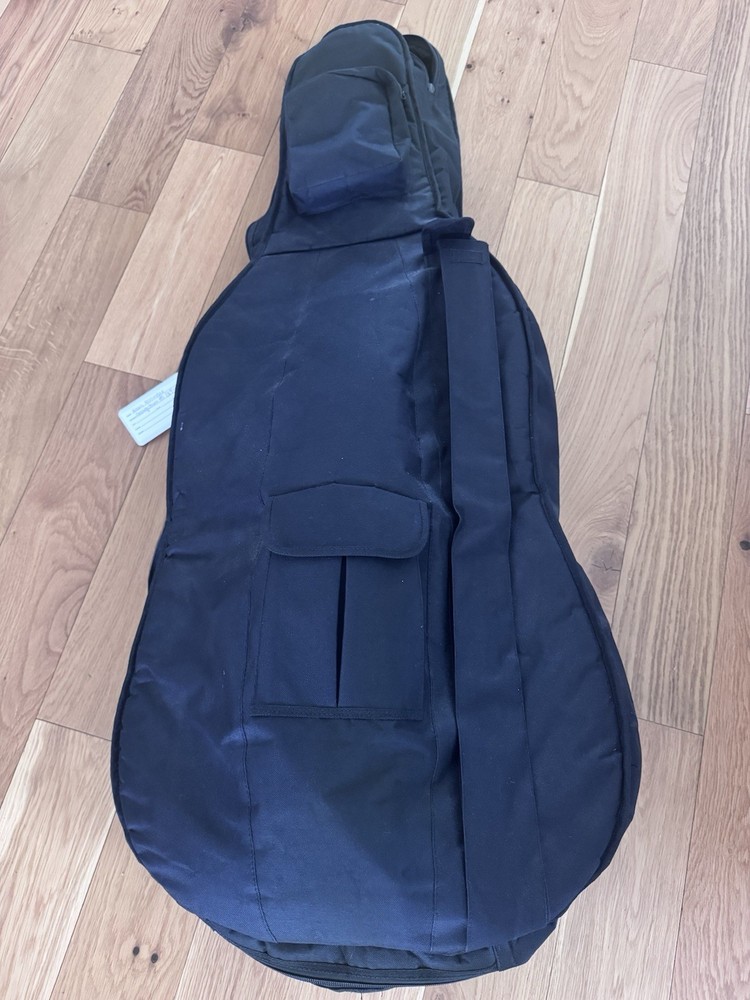 4/4 Full Size Cello, Soft Case, Bow, And New Strings