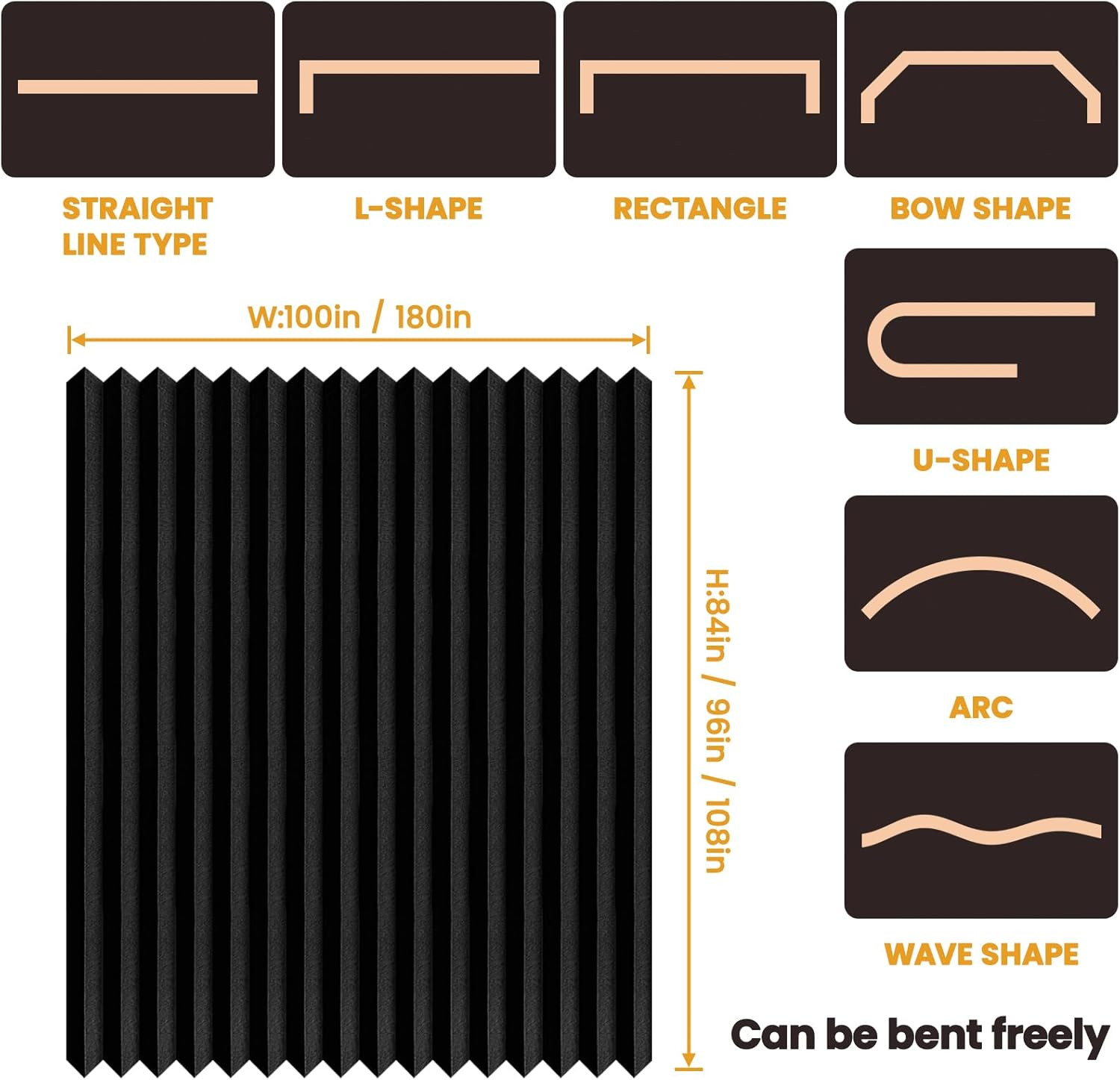 Accordion-Style Room Divider with Ceiling Track Foldable Partition Curtain Easy