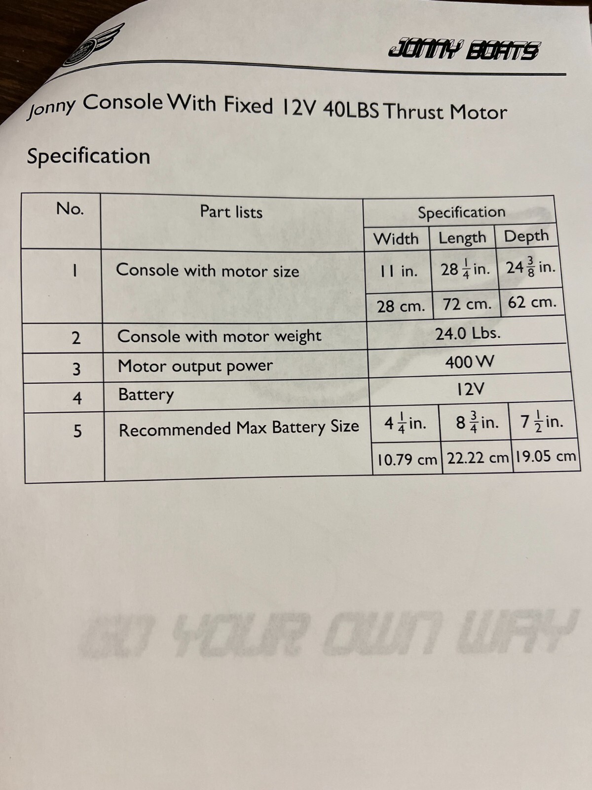 NEW Jonny Console with Fixed Motor Kayak Fishing 12V 40Lb Thrust Motor