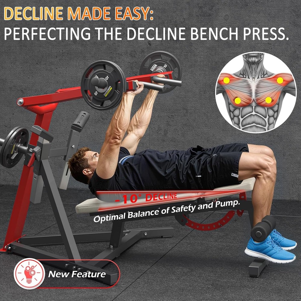 Adjustable Weight Bench Chest Press Workout Machine, Heavy Duty Flat Bench Press