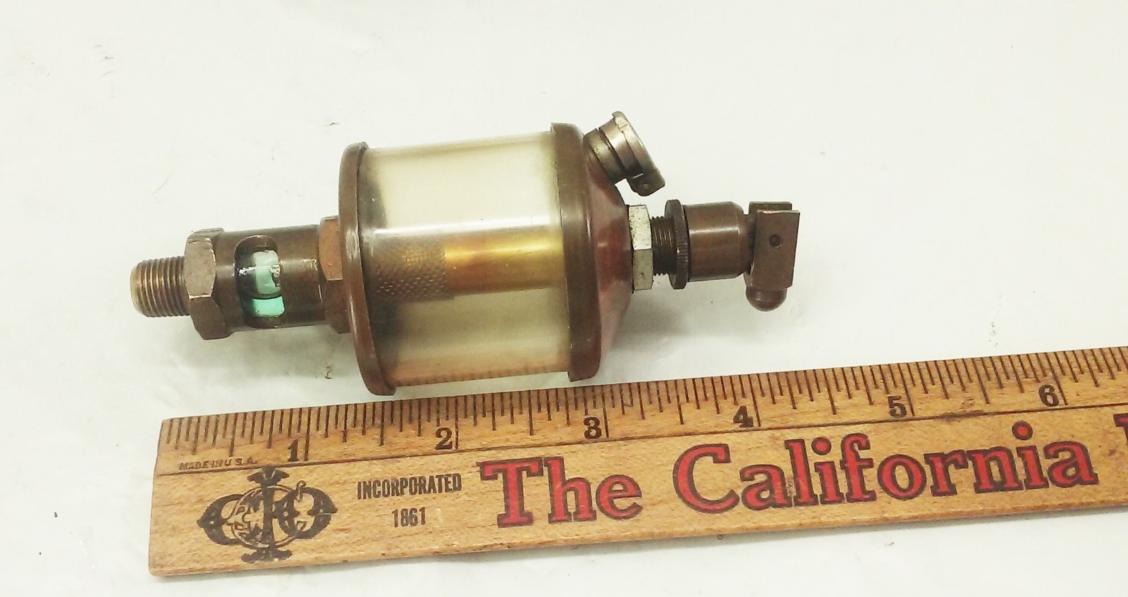 Vtg Antique Brass & glass Factory Machine Hit Miss Oiler Lubricator SET LOT