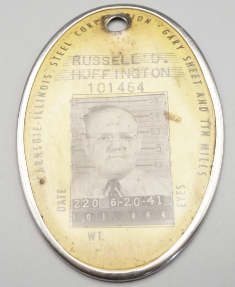 WWII 1941 Carnegie Steel Worker Named & Numbered I.D. Badge