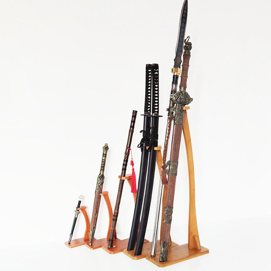 Bamboo Vertical Katana Samurai Sword Holder Stand Assembly Sword Rack Swan Shape
