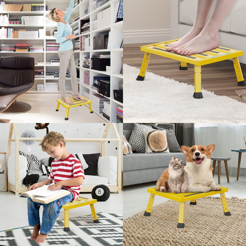 Large Platform RV Steps, 3-Level Adjustable Height Aluminum Folding Step Stoo...