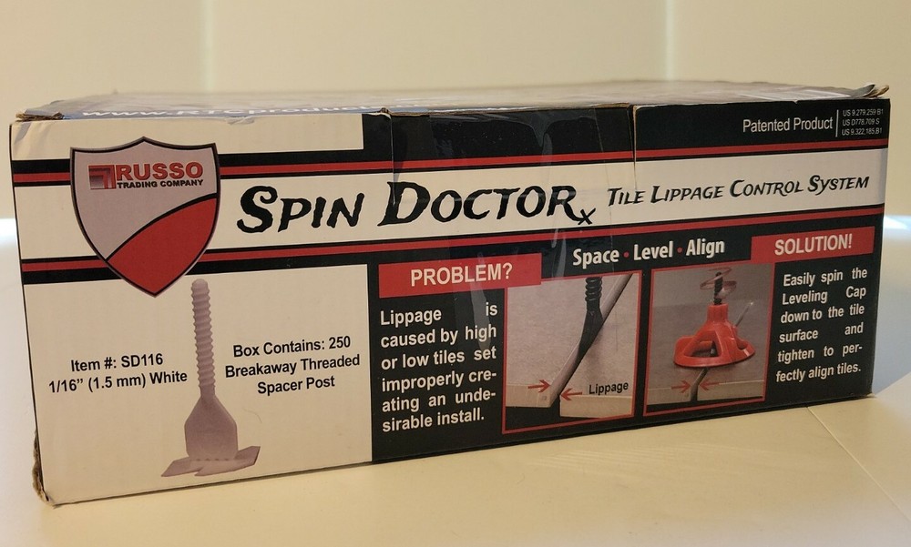 SPIN DOCTOR TILE LIPPAGE CONTROL SYSTEM 1/16" (1.5mm) WHITE THREADED POST 250pcs