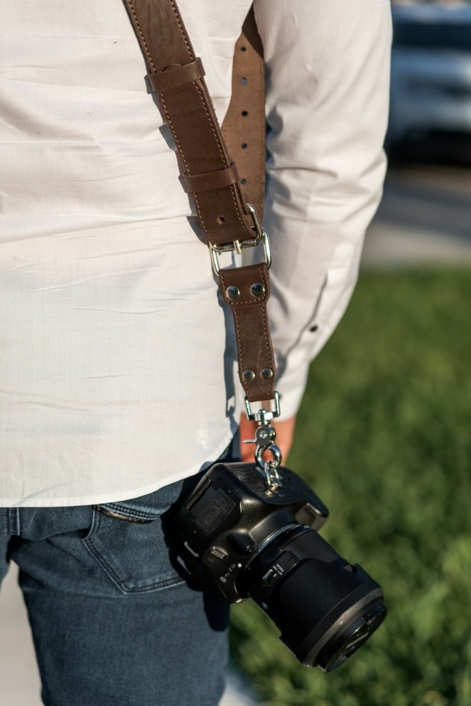 Coiro Leather Dual Camera Strap Harness Quick Release Brown Adjustable 508