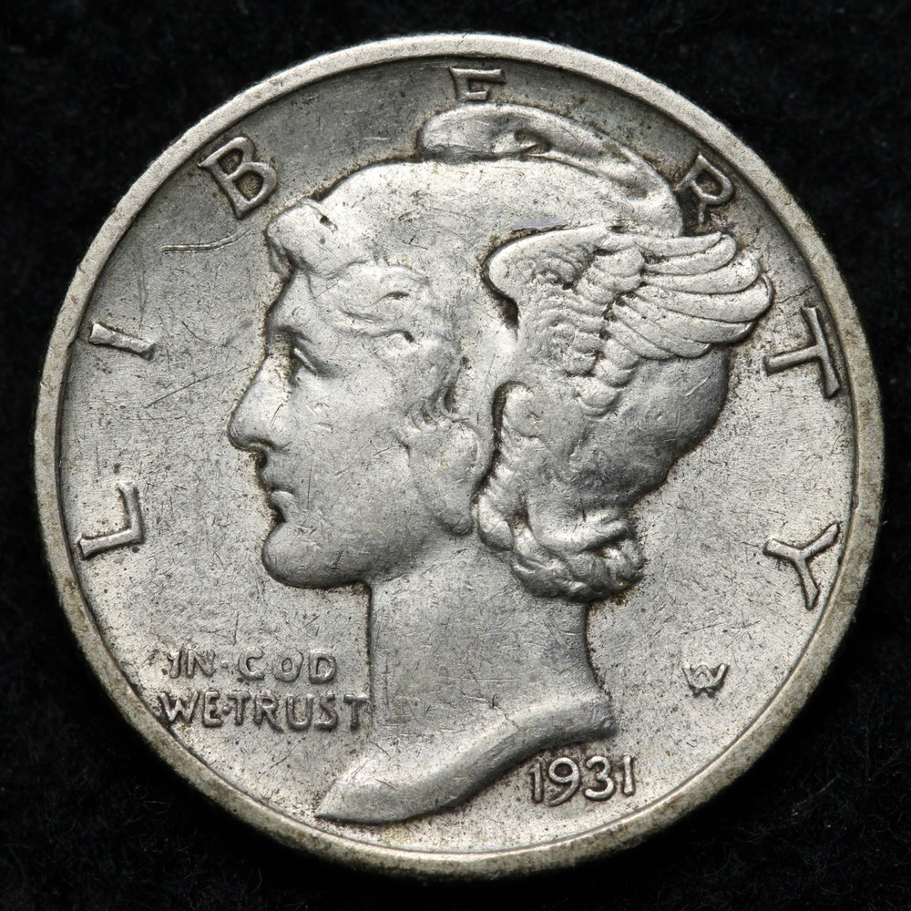 1931-S Mercury Silver Dime AU E162 VWHC