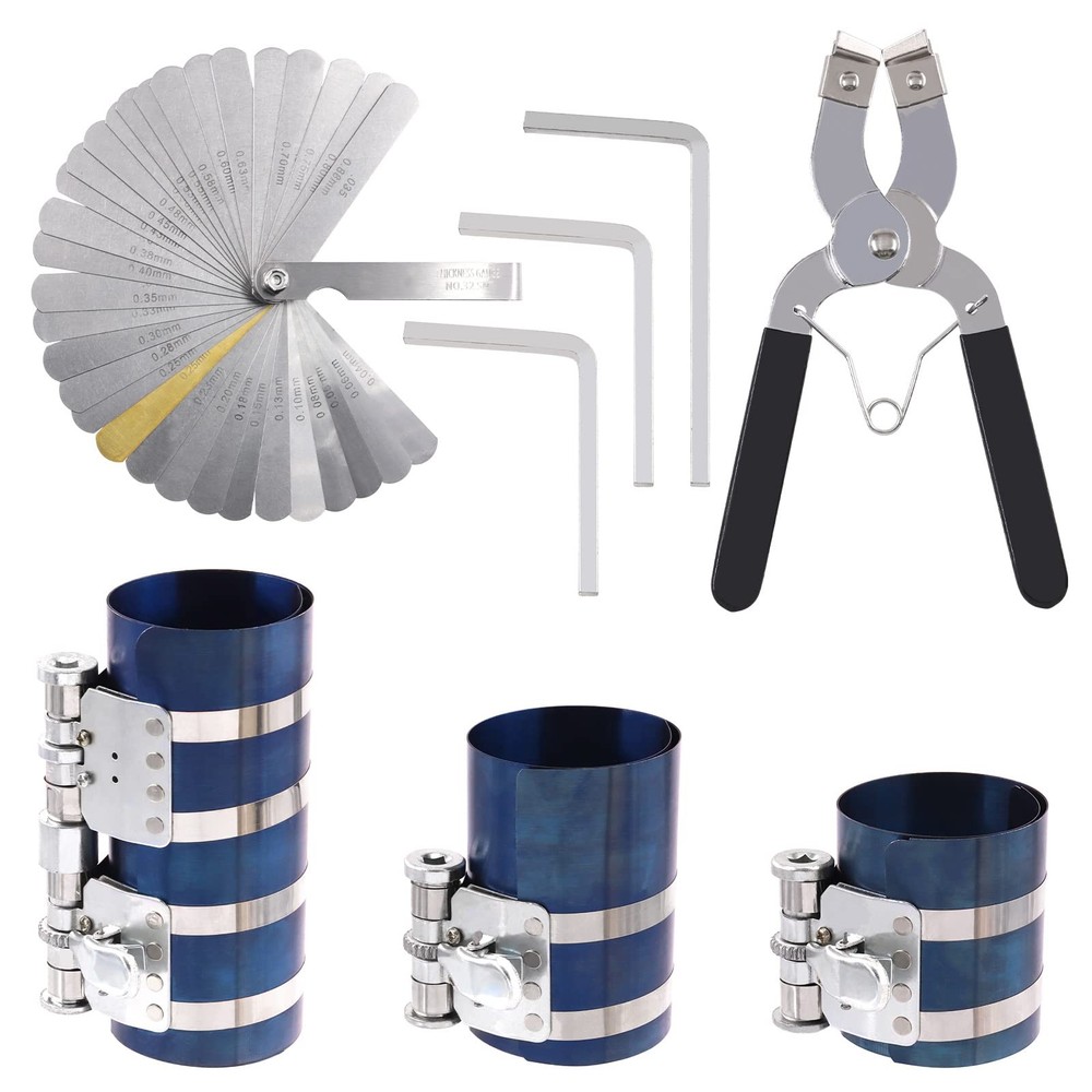 8pcs Piston Ring Compressor Tool Set With 3" 4" 6" Compressors Wrenches Piston R