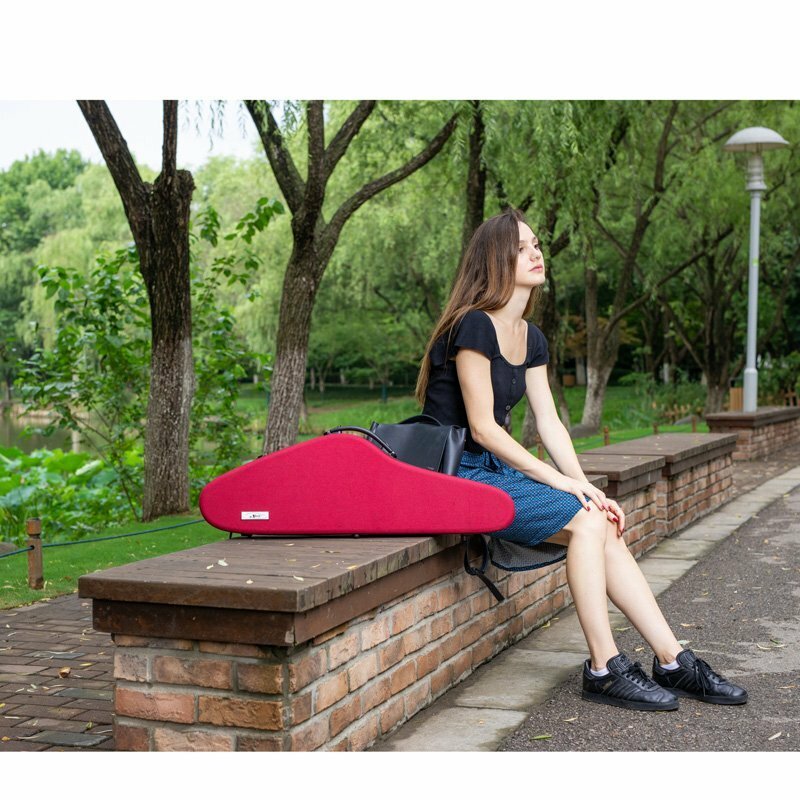 Violin Case, Ultra Light, Waterproof Case with Hydrometer, Aileen RED