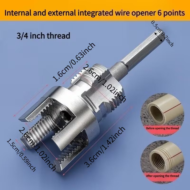 2x Integrated Internal & External Pipe Threading-Tool, PVC Pipe Threader Kit USA