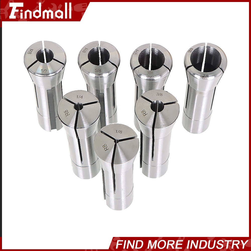 7Pcs Fractional R8 Collet Set 1/8" to 7/8" High Precision