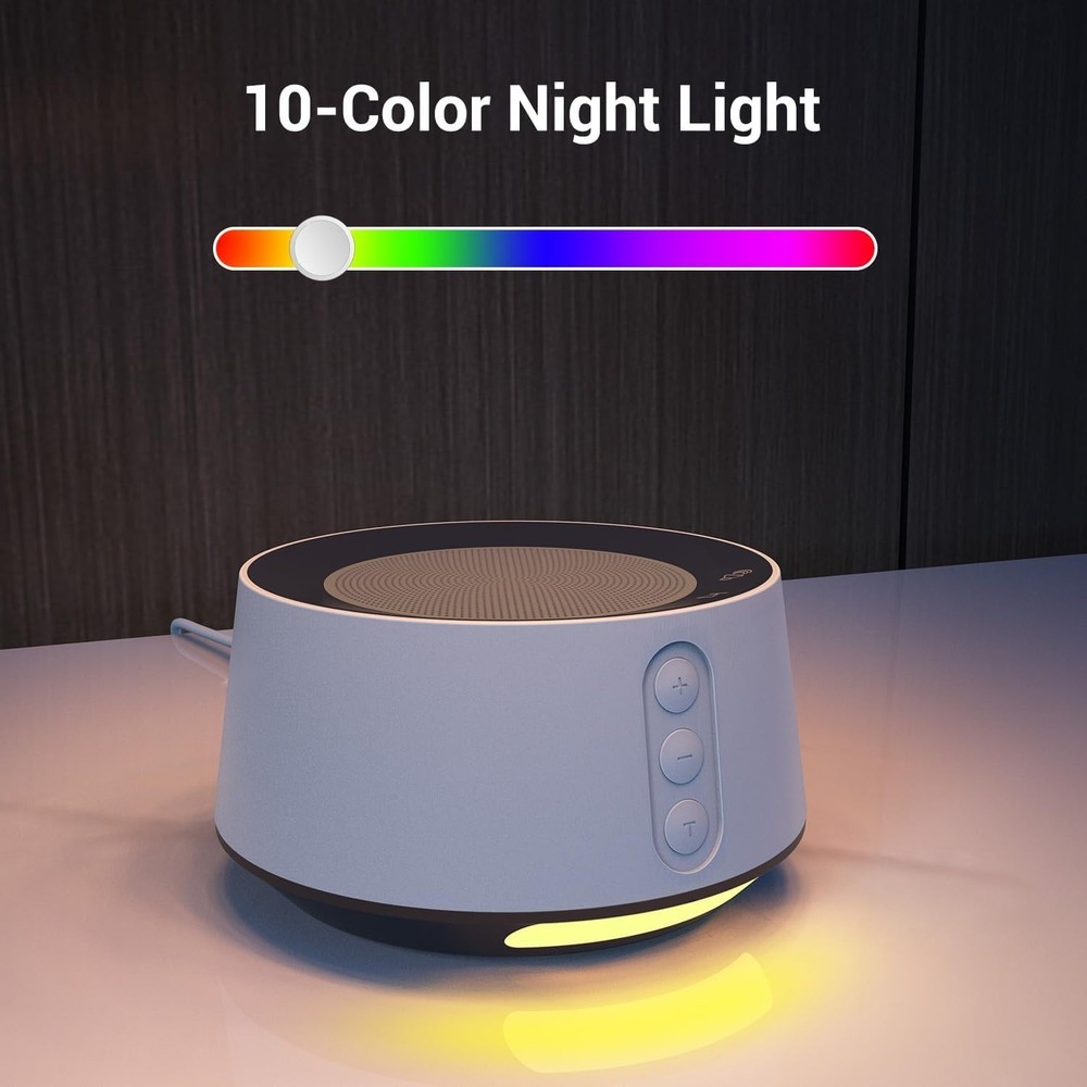 5-Timer White Noise Machine with Night Light - Calm Your Space Effortlessly