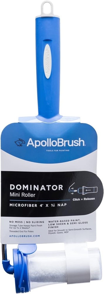 Apollo Brush Dominator Series Microfiber 3/16 Inch Nap Mini Roller with Frame an