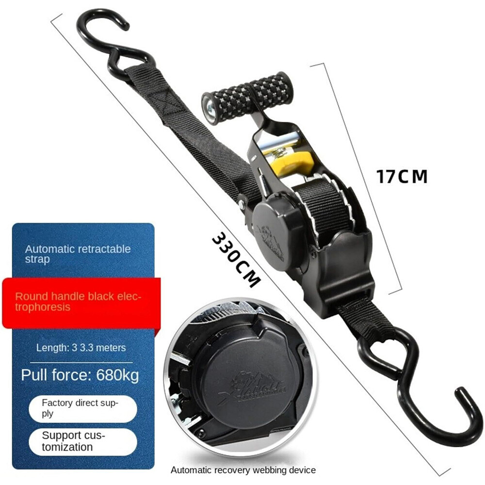 4 Pack Retractable Ratchet Tie-Down Straps 1500LBS Heavy-Duty for Boat, ATV, UTV