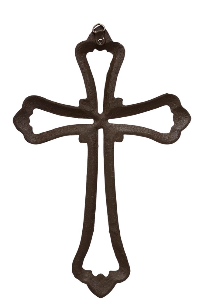 Cast Iron Openwork Cross Gothic Medieval Rustic 11 3/4” Brutalist