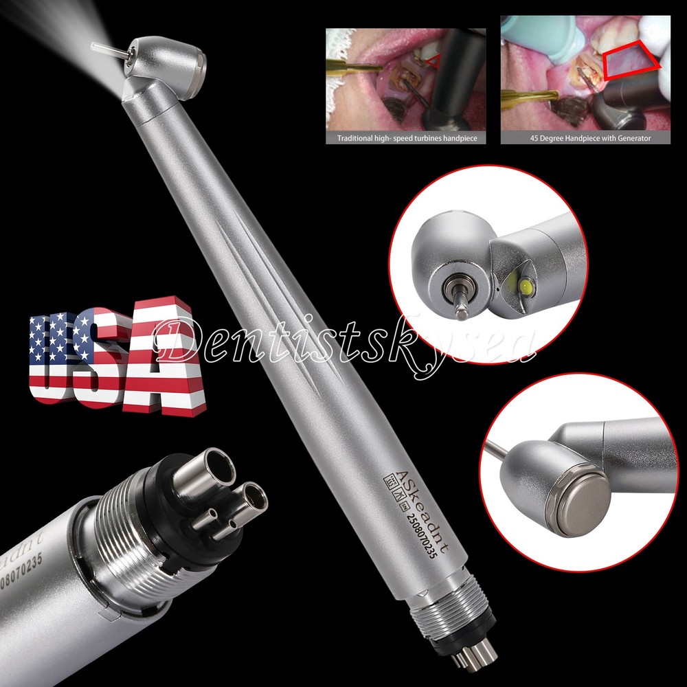 45 Degree Surgical High Speed Handpiece E-generator LED Push Button 4Hole Dental