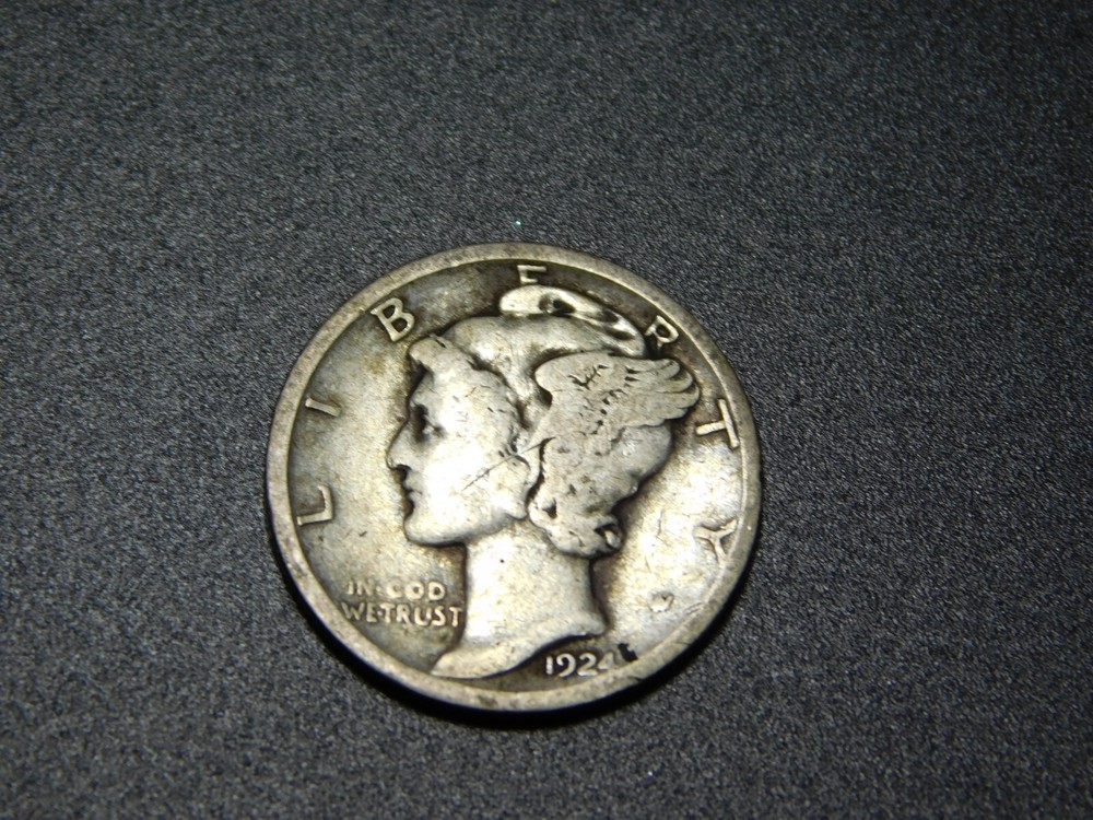 OLD SILVER US COIN 1924 D MERCURY LIBERTY DIME