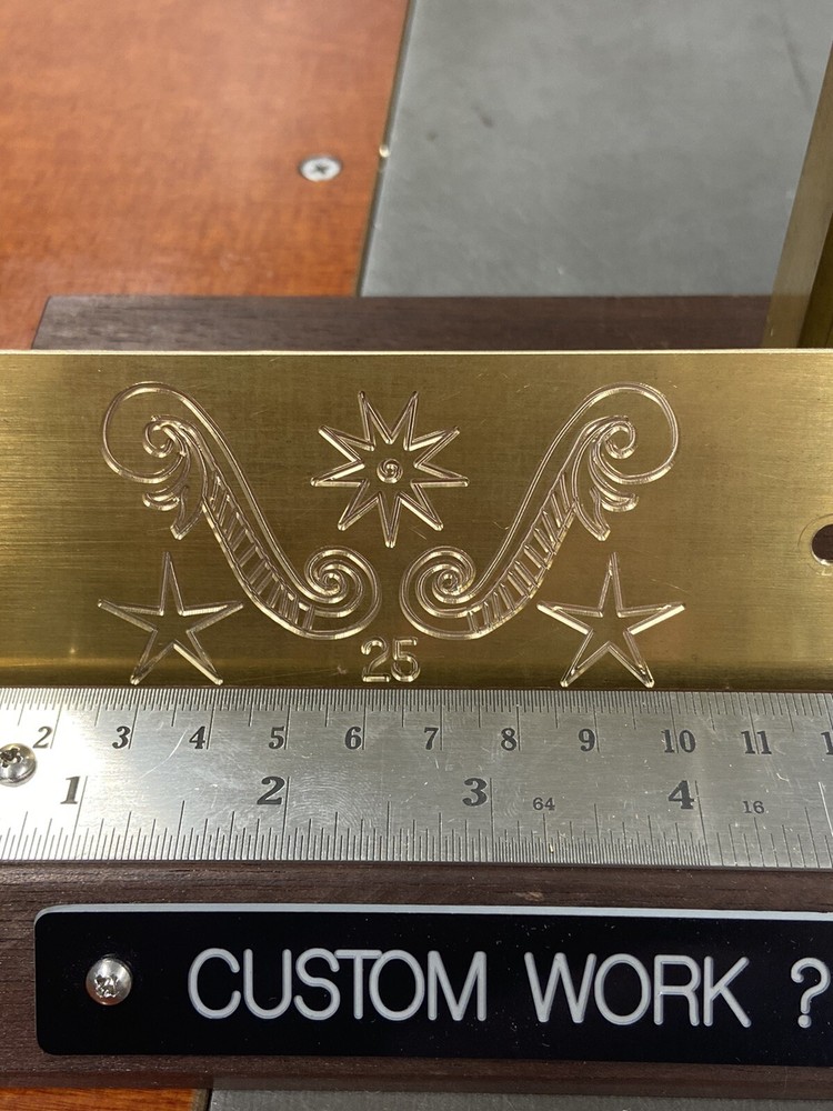 ANTIQUE SCROLL PATTERN SOLID BRASS ENGRAVING PLATE FOR NEW HERMES FONT