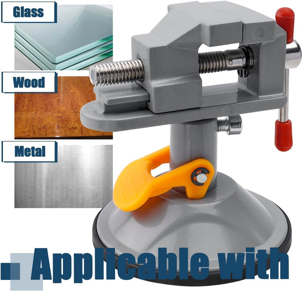 360° Rotating Mini Bench Vise with Suction Cup Base, Adjustable Clamping Force