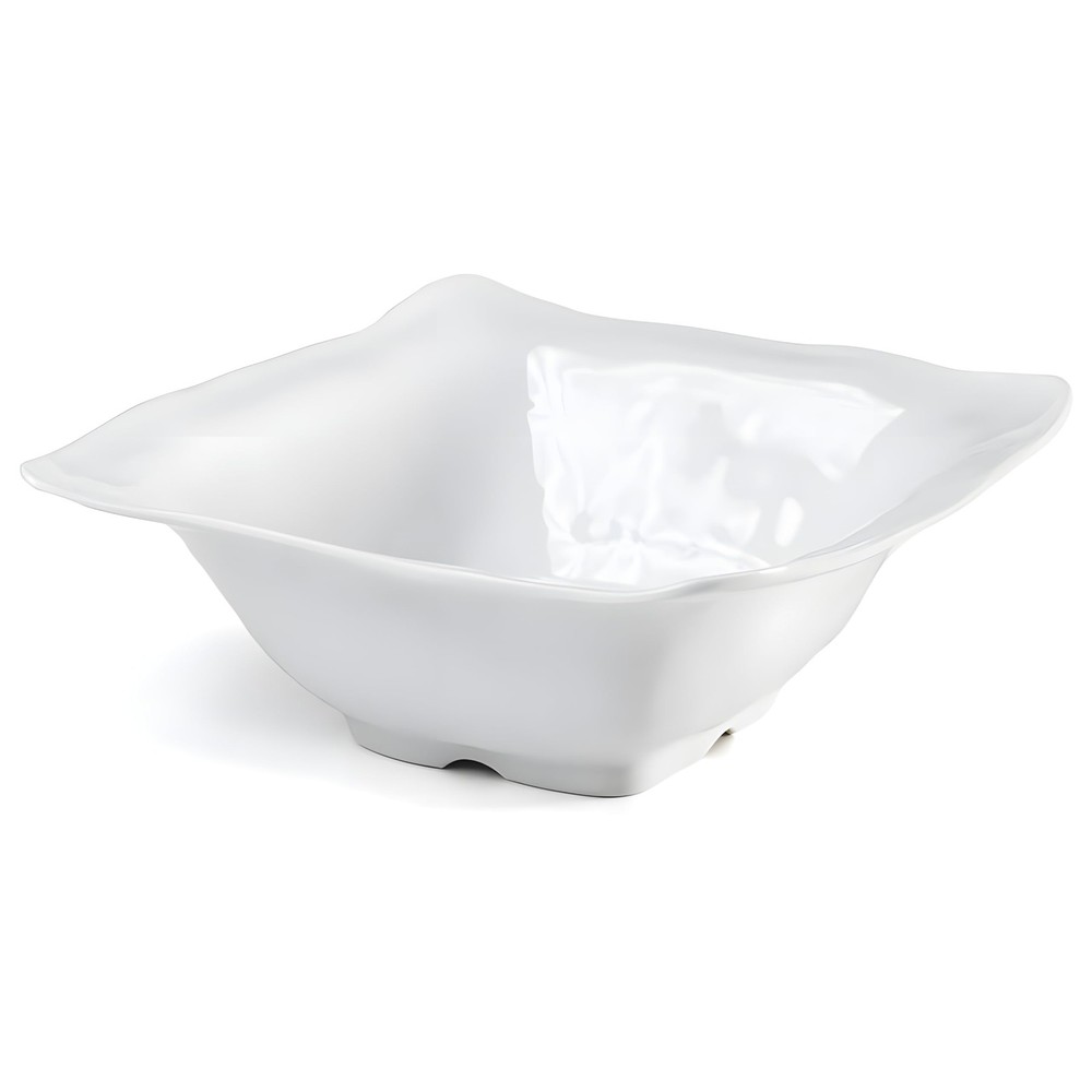 Q Squared Ruffle Square Serving Bowl White 5 Inch 12 Standard Functional Gloss