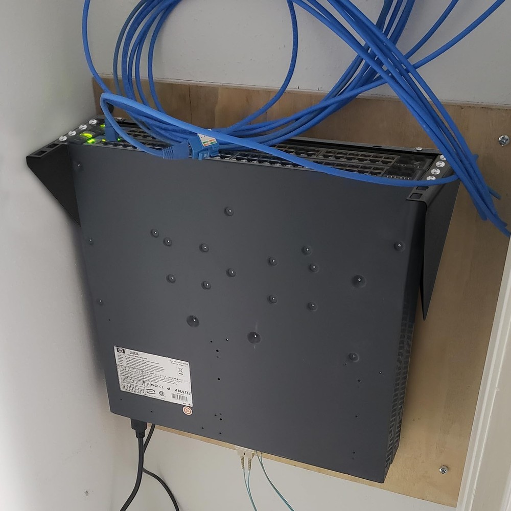 2u Hinged Wall Mount Patch Panel Bracket, 19.1 x 4.1 x 3.47 inches, black