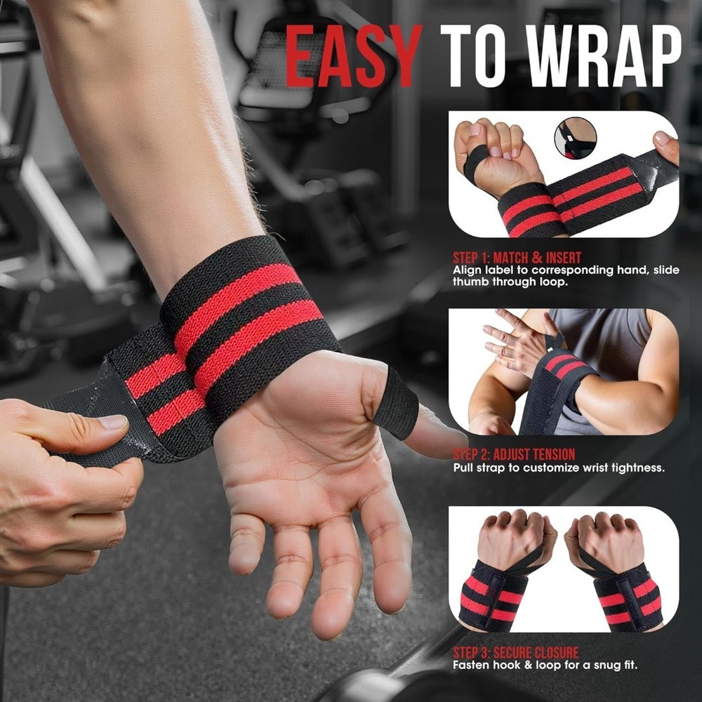 18" Wrist Wraps Weightlifting Adjustable Support Powerlifting Gym