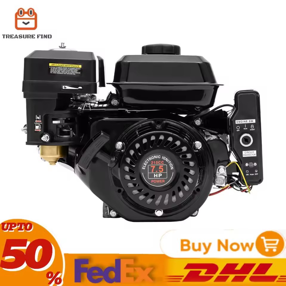 212cc 7.5HP Electric Start Gas Engine – 20mm Diameter Shaft, 4-Stroke,