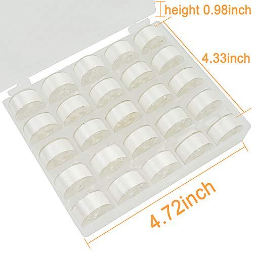 25pcs White 70D/2 (60WT) Prewound Bobbin Thread Plastic Size A SA156 for