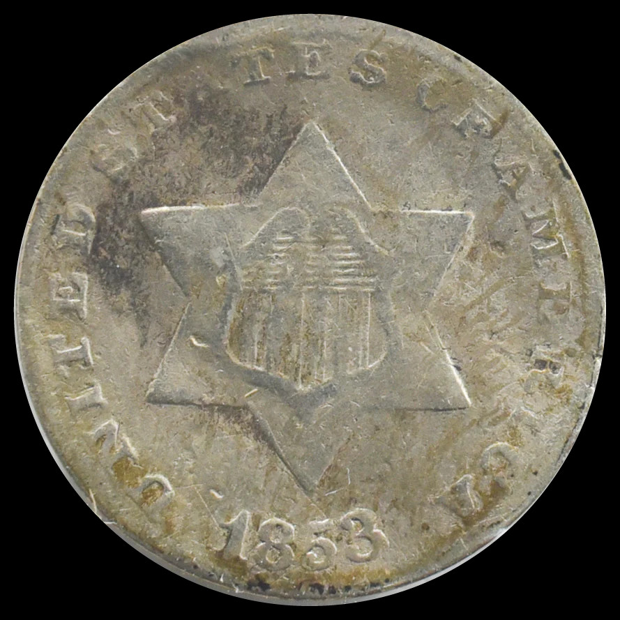 1853 Three Cent Silver Piece (G)