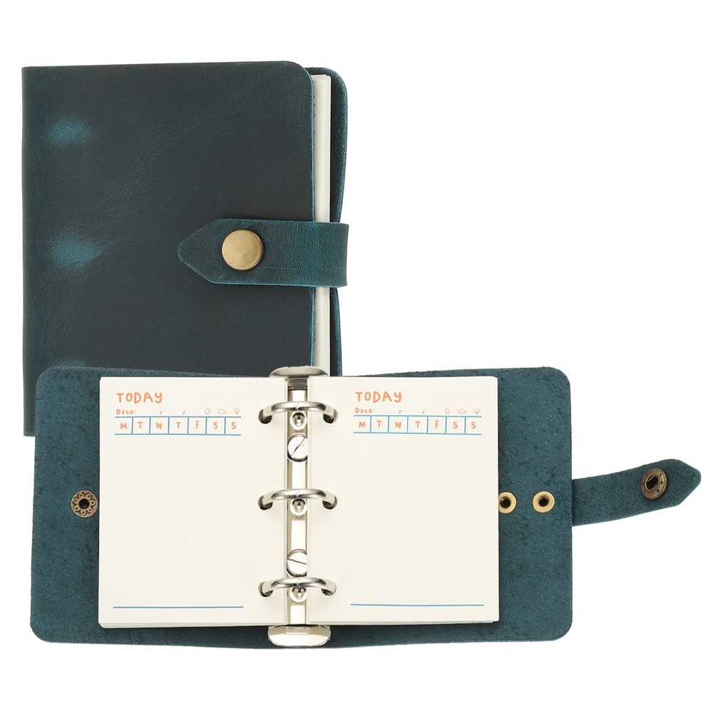 A9 Leather Journal, 3 Ring Notebook Binder Planner Loose Leaf, Blue