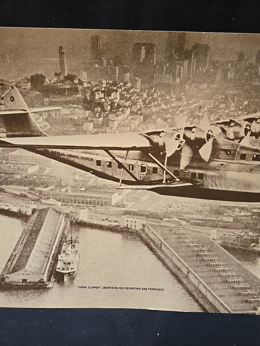 CHINA CLIPPER MARTIN M-130 DEPARTING SAN FRANCISCO VINTAGE PRINT 11 x 14"