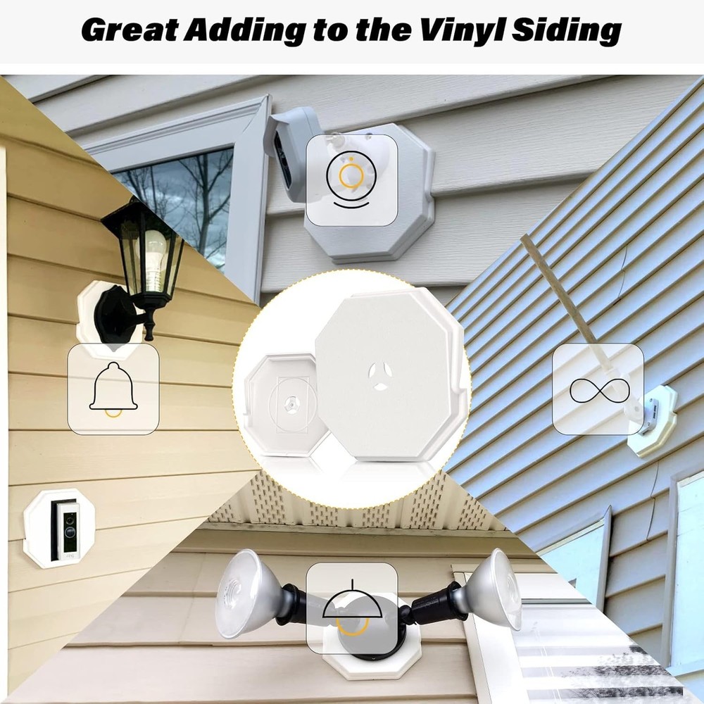 White Siding Mounting Blocks, Easy Install, 2 Pack