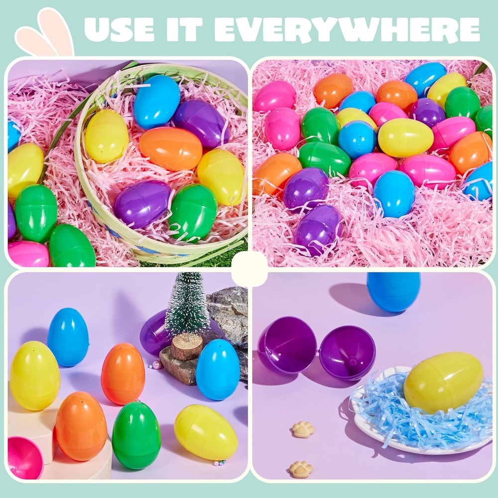 JOYIN 3.15" Easter Eggs, Fillable Plastic Eggs Empty Colorful Bright Eggshells w