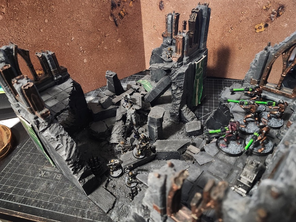 scratch built large ruin for wargaming