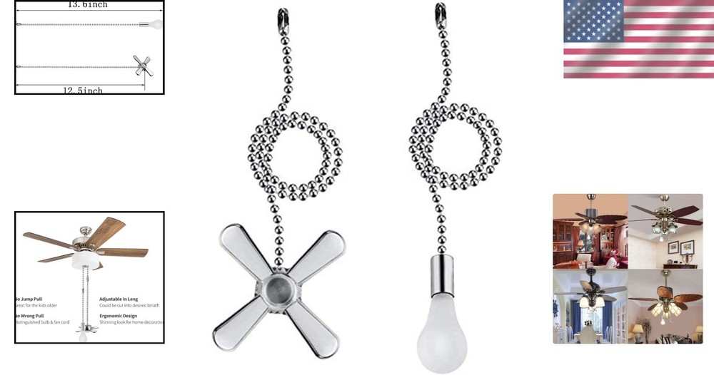 Stylish Nickel Beaded Ball Ceiling Fan Pull Chains - 2pcs, Perfect Replacement