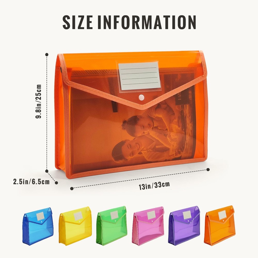 Plastic Expanding File Folder, Envelope Folders for Documents, Waterproof Tra...