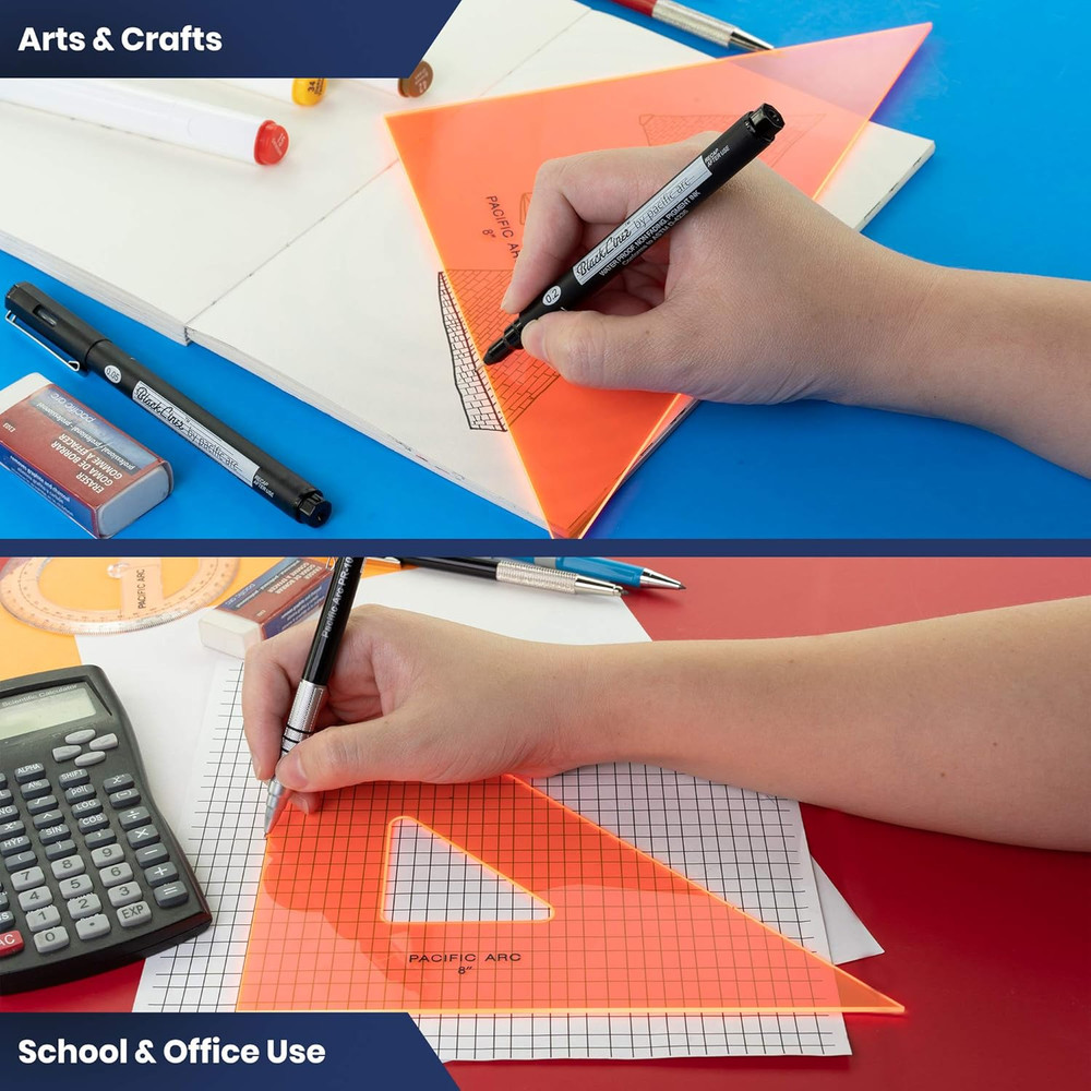 Drafting Triangle, 4-inch, 45/90 Degrees, Fluorescent Orange