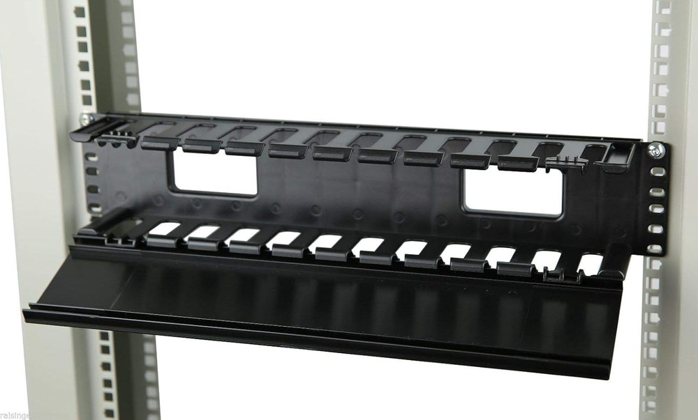 19 Inch 2U Rack Mount Cable Management Unit 12 Slots with Panel Plastic
