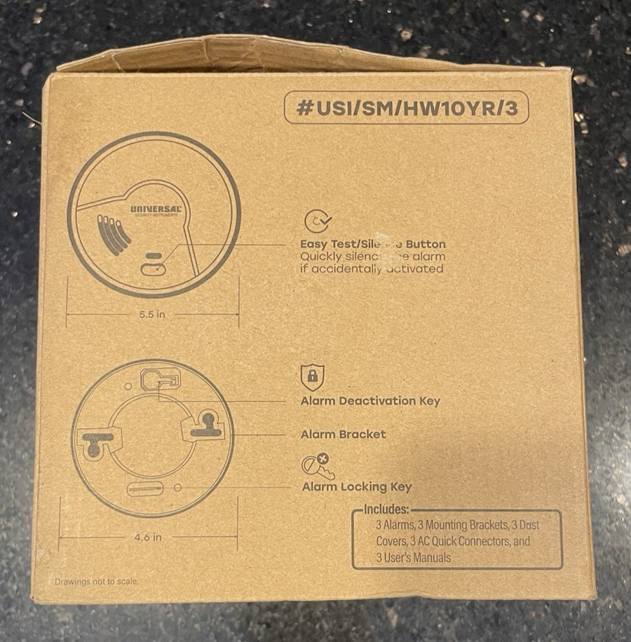 NEW Universal 3PK Hardwire Battery Backup Smoke Detector Ionization Sensor B193