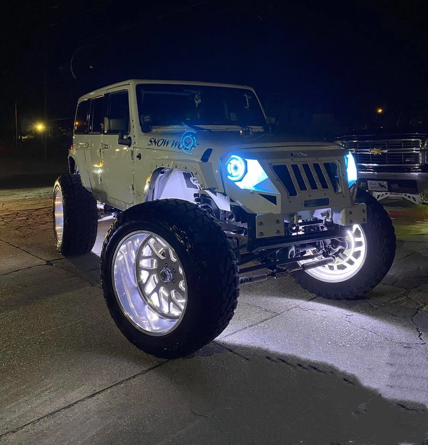 4x 15.5'' White LED Wheel Ring Lights For Truck Car Rim Lights Bluetooth Control