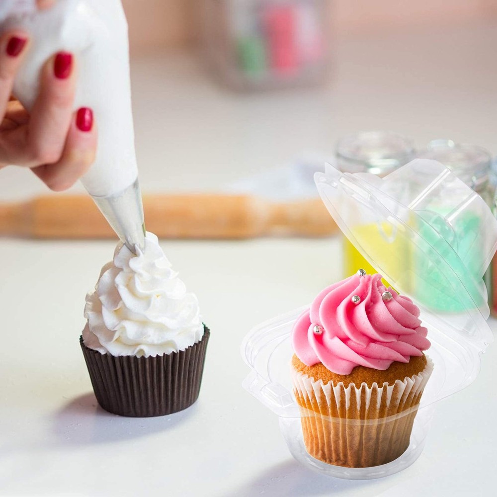 50 Pack Individual Cupcake Containers Plastic Cupcake Boxes Cupcake Holders
