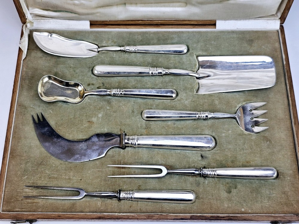 19C Russian Silver Serving Set Box Morozov